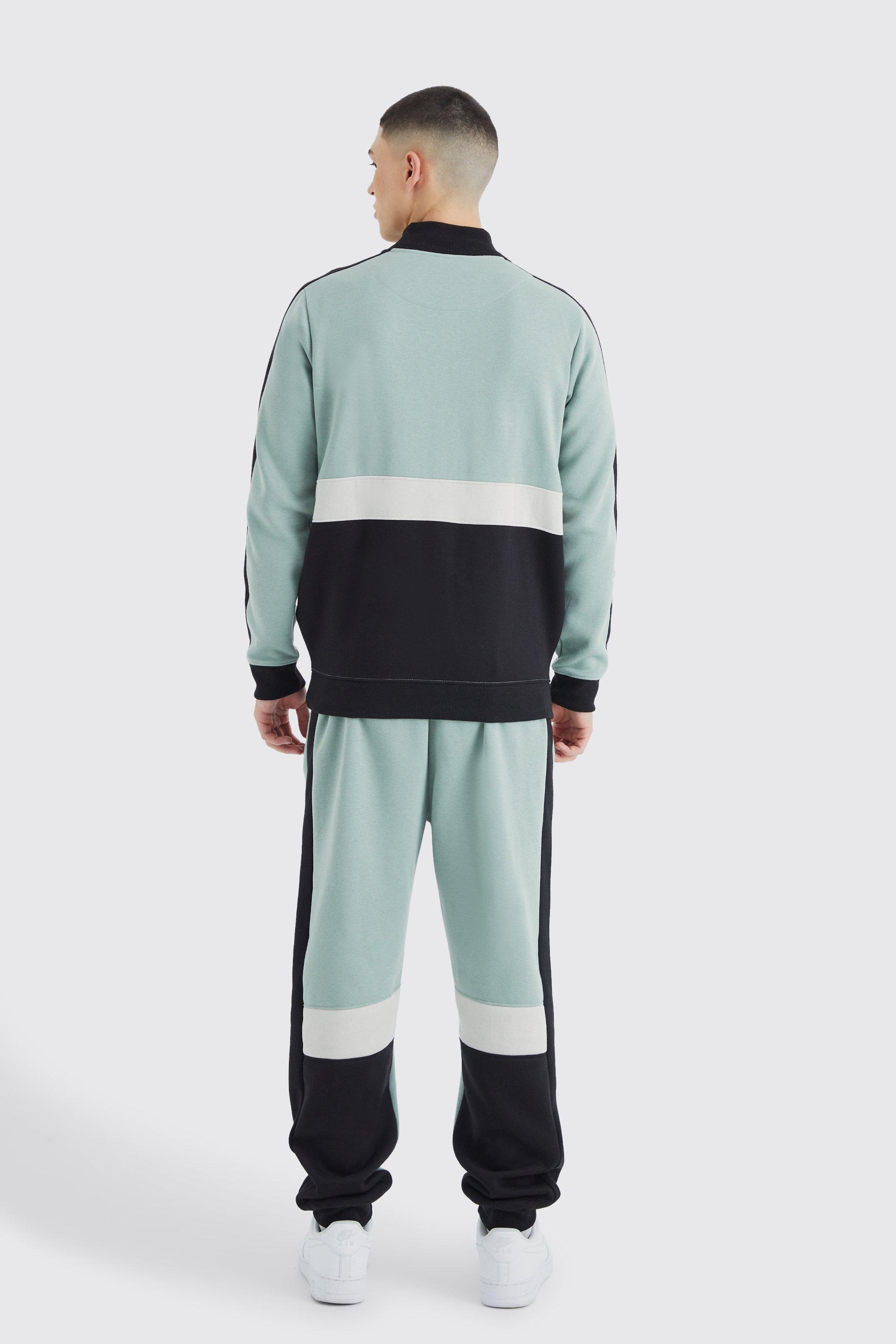 Man Sweatshirt mit Trichterkragen, Seitenstreifen und 1/4 Reißverschluss