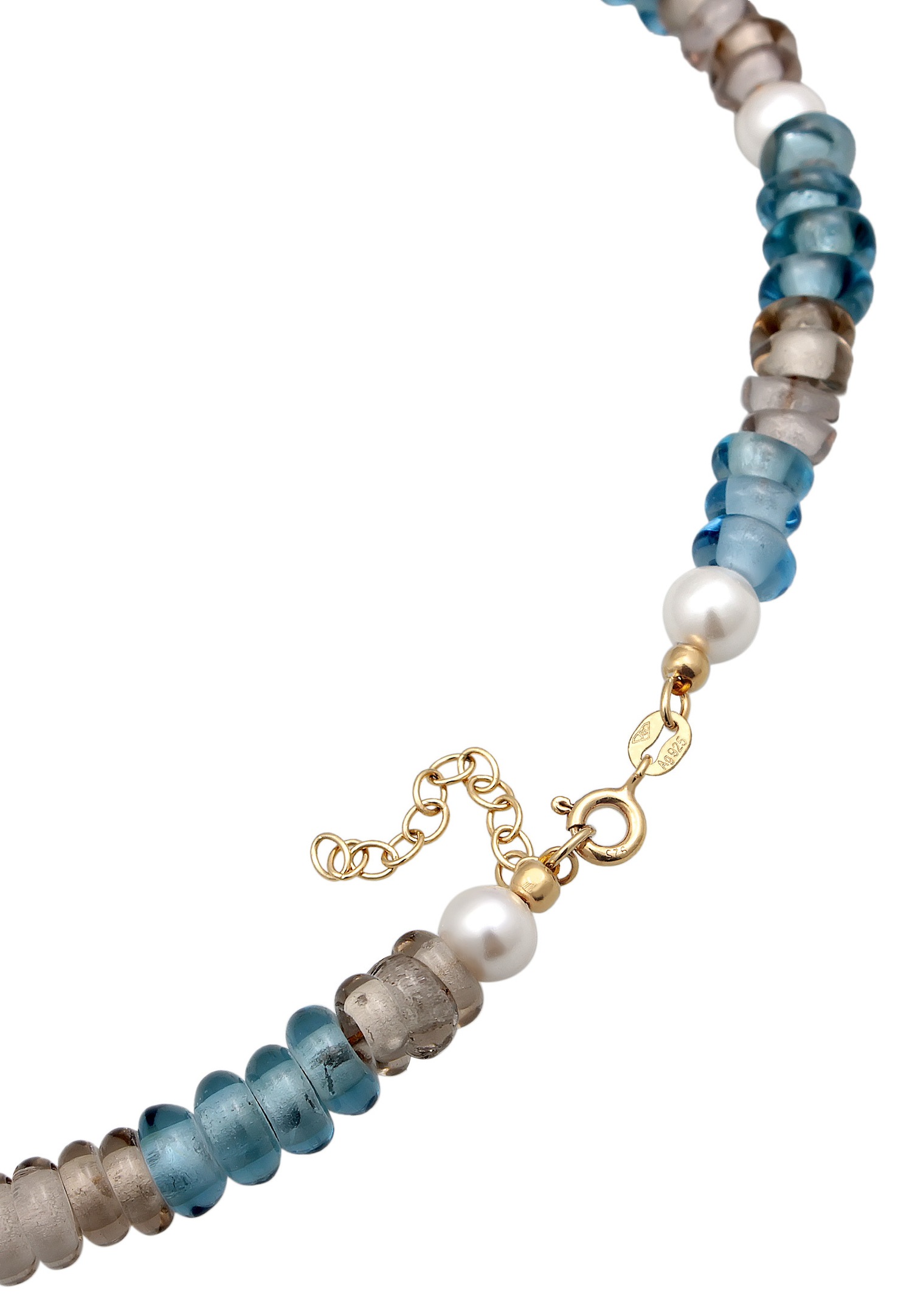 Collana girocollo da donna Elli, alla moda, con perline di vetro e perline di conchiglia in argento sterling 925.
