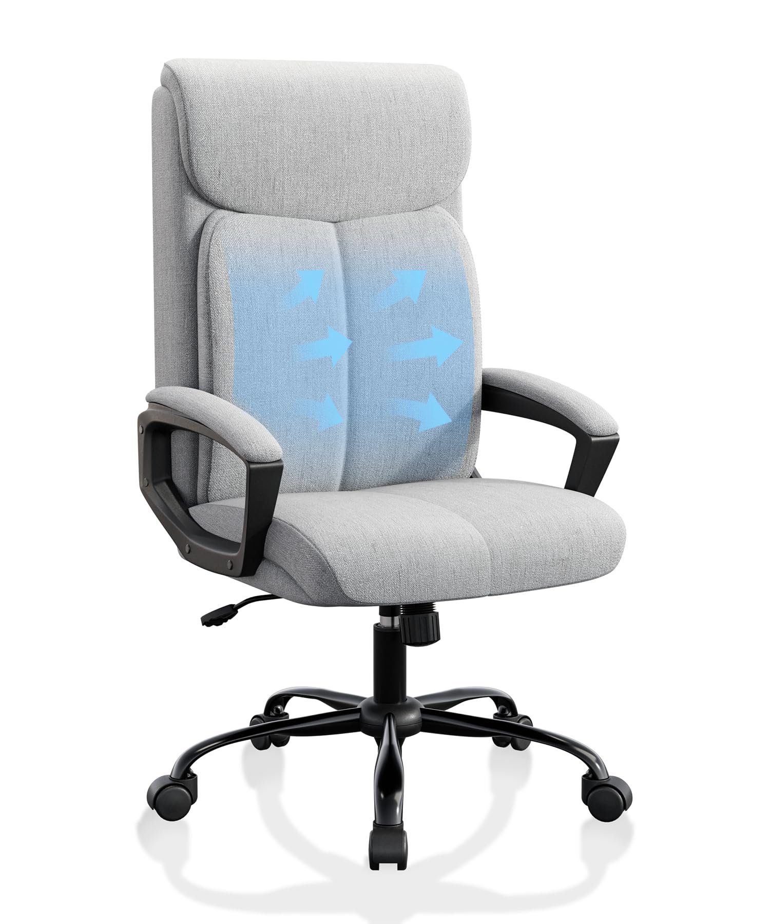 Fangqi Gaming-Stuhl Bürostuhl,360° drehbar, Rückenlehne 90°-110° neigbar, mit Kopfstütze, Mit gepolsterten Armlehnen, leise Rollen,Hochdichtes Netzgewebe