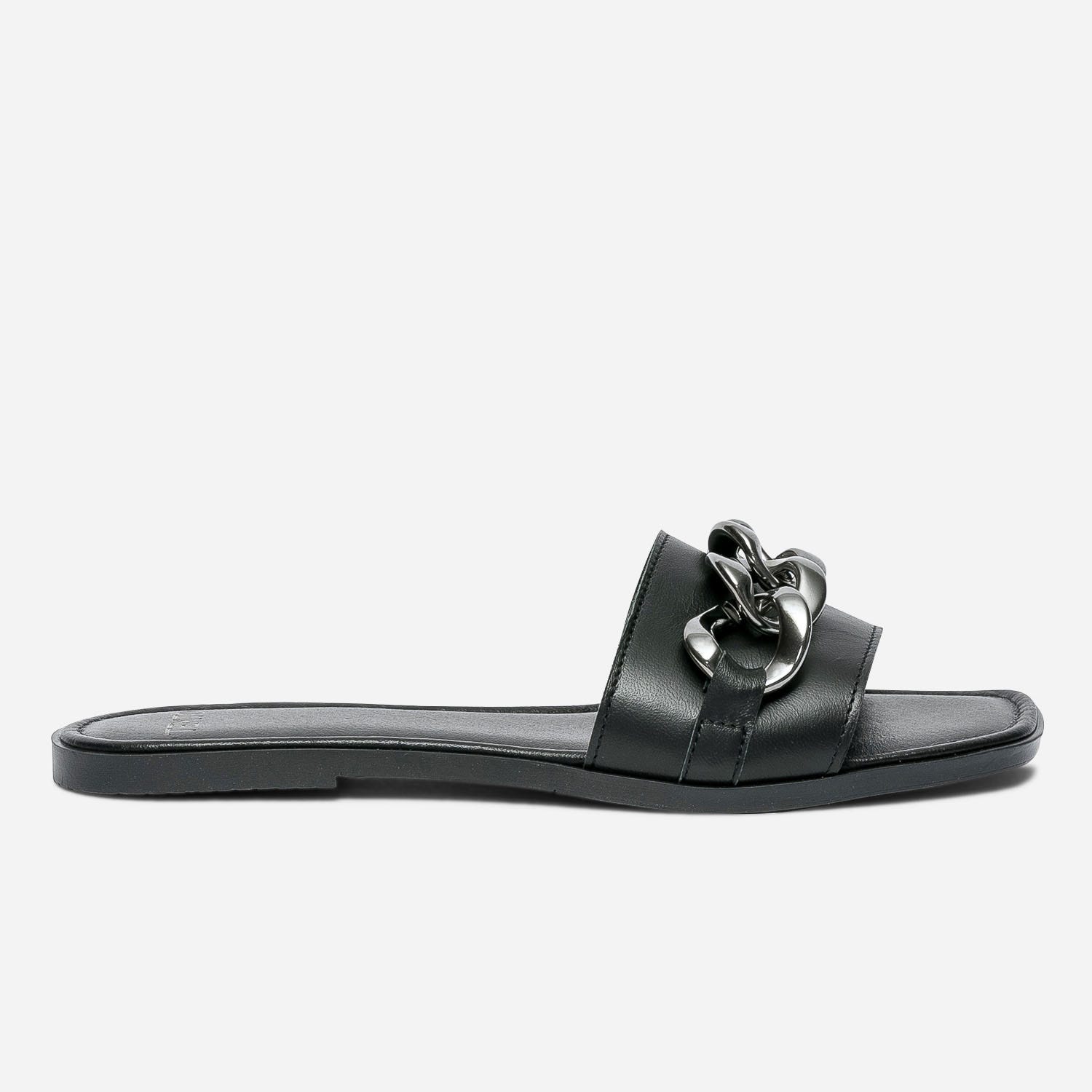 Mule TEXTO noire en cuir à maxi chaîne