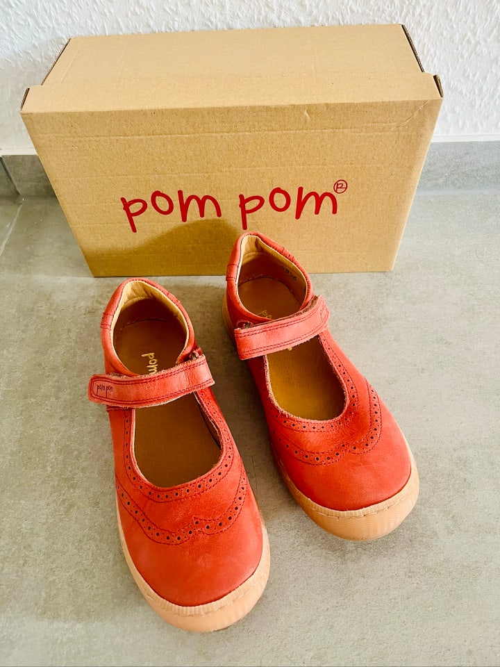 POM POM Leder-Spangenballerinas in Rotbraun günstig kaufen 31