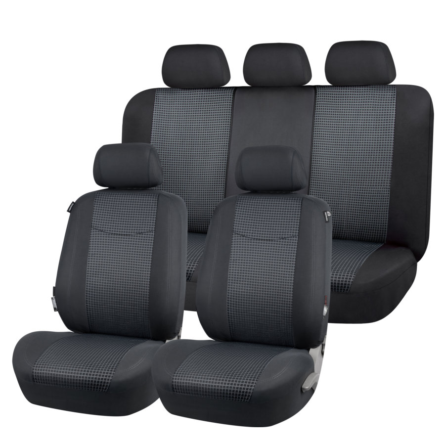NORAUTO Sitzbezug-Komplettset 11-teilig für PKW´s, Design PLUTO silber-grau - ATU