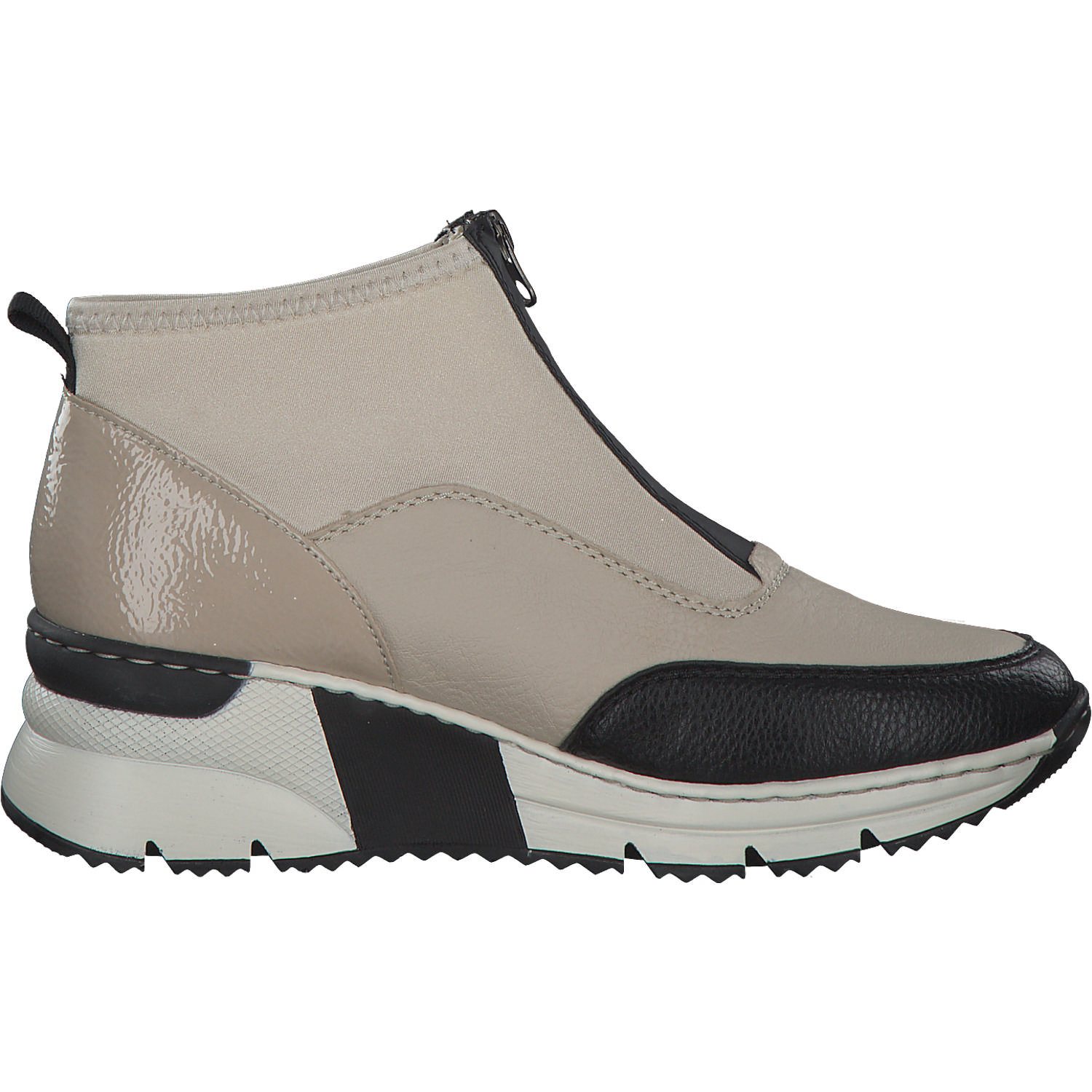 Rieker N6352, Stiefeletten, Damen, Schwarz/Weiss