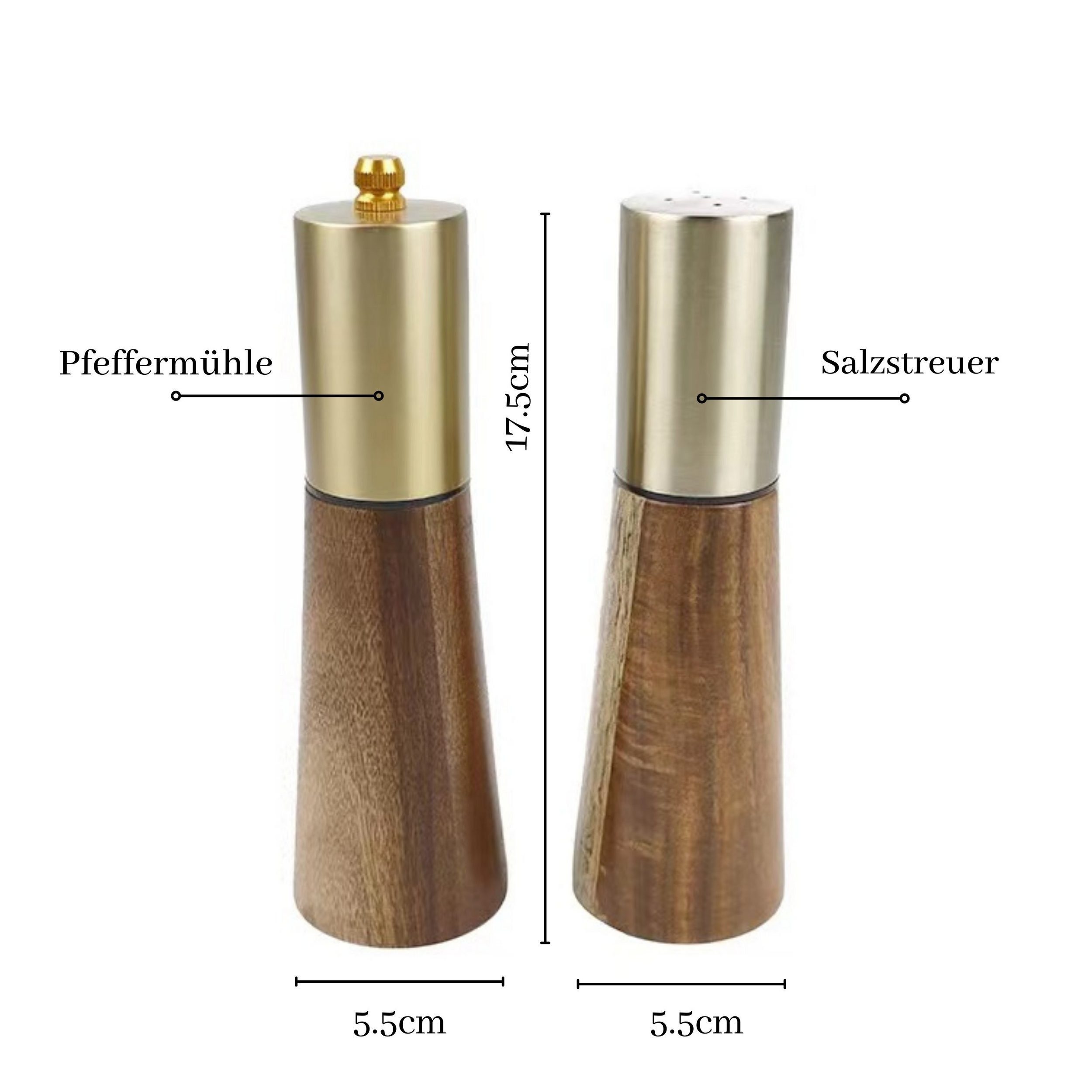 Olotos Salz-/Pfeffermühle Manuell, Salz-Pfeffermühlenset mit Akazienholz und Edelstahl, edle Salzstreuer und Pfeffermühle, zeitloses Geschenk