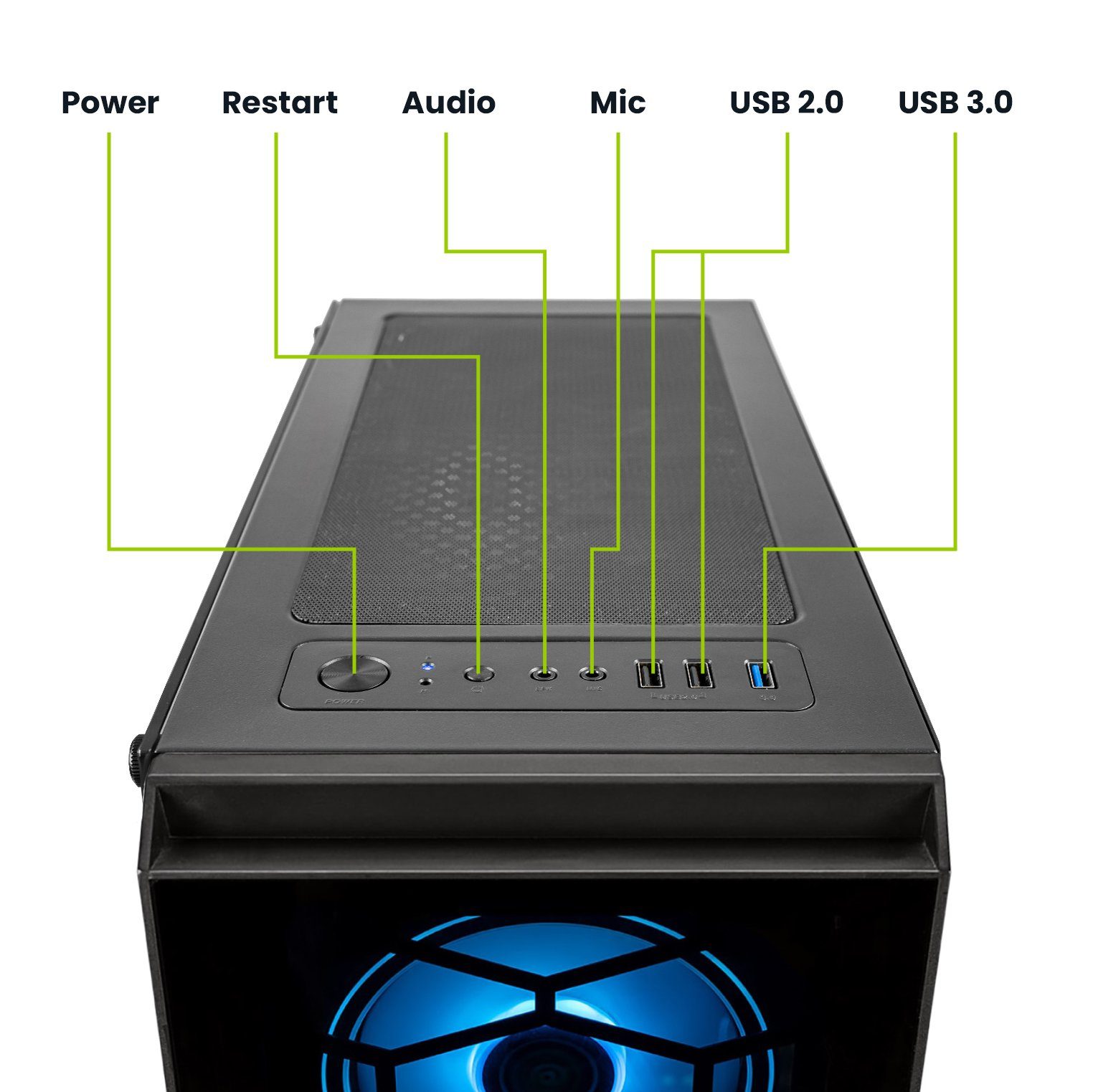 Megaport Gaming-PC (Intel Core i5 11400F, GeForce RTX 3060 12GB, 16 GB RAM, 1000 GB SSD, Luftkühlung, Windows 11, WLAN)