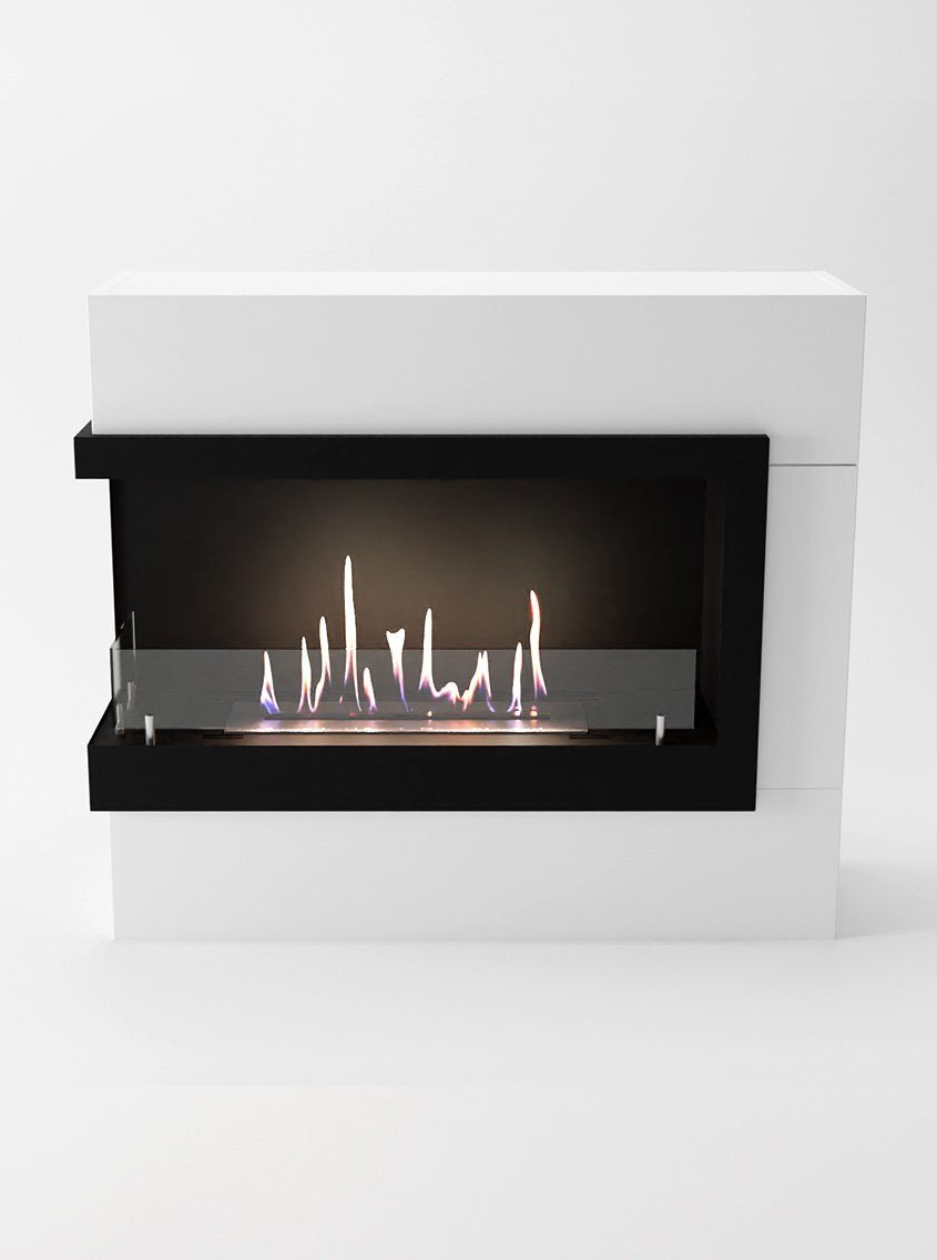 GLOW FIRE Echtfeuer-Dekokamin Halden Mini links Ethanol Kamin, Bioethanol Kamin mit 3h Brenndauer, Heizleistung 2 kw, TÜV zertifiziert