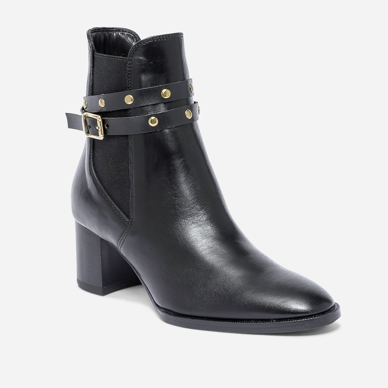 Chelsea boots noir en cuir éco-conçu à brides cloutées