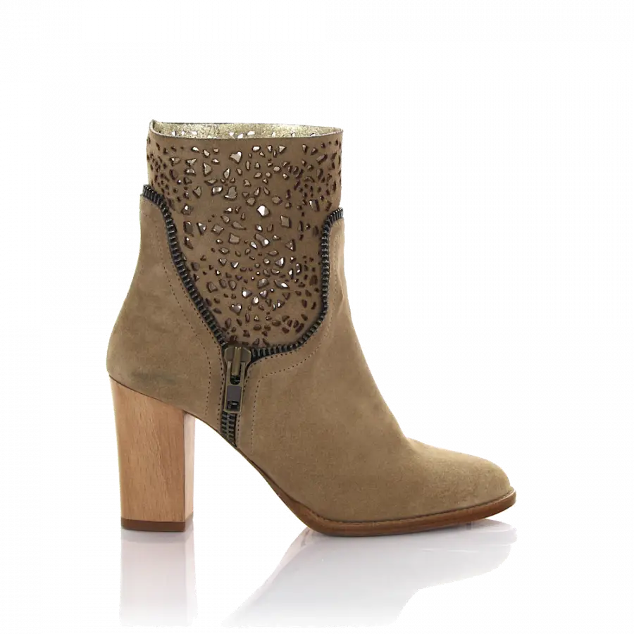 Rossano Bisconti - Stiefeletten Veloursleder Zierreißverschluss grau - grau