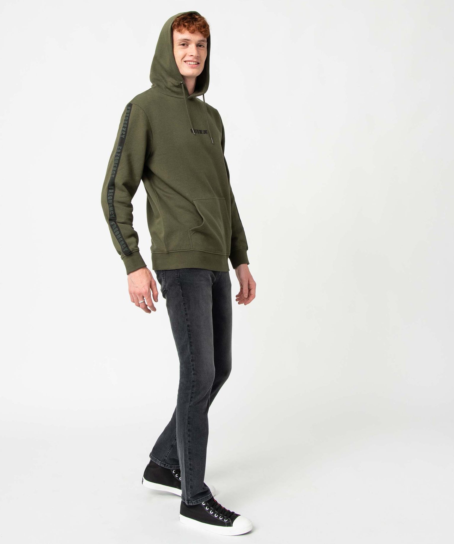 Sweat homme à capuche avec inscriptions kaki | GEMO