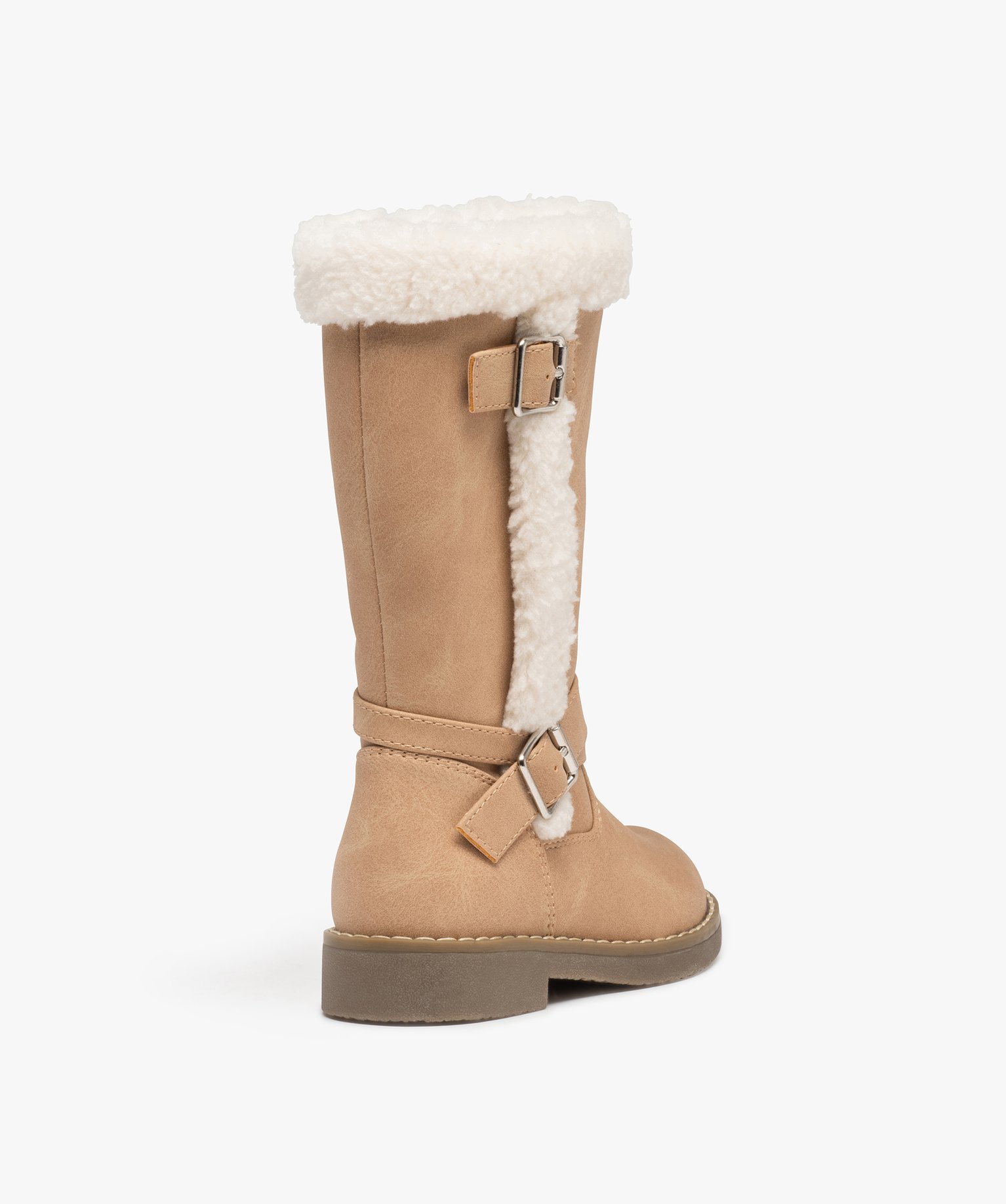 Bottes fille unies à bordures en sherpa rose | GEMO