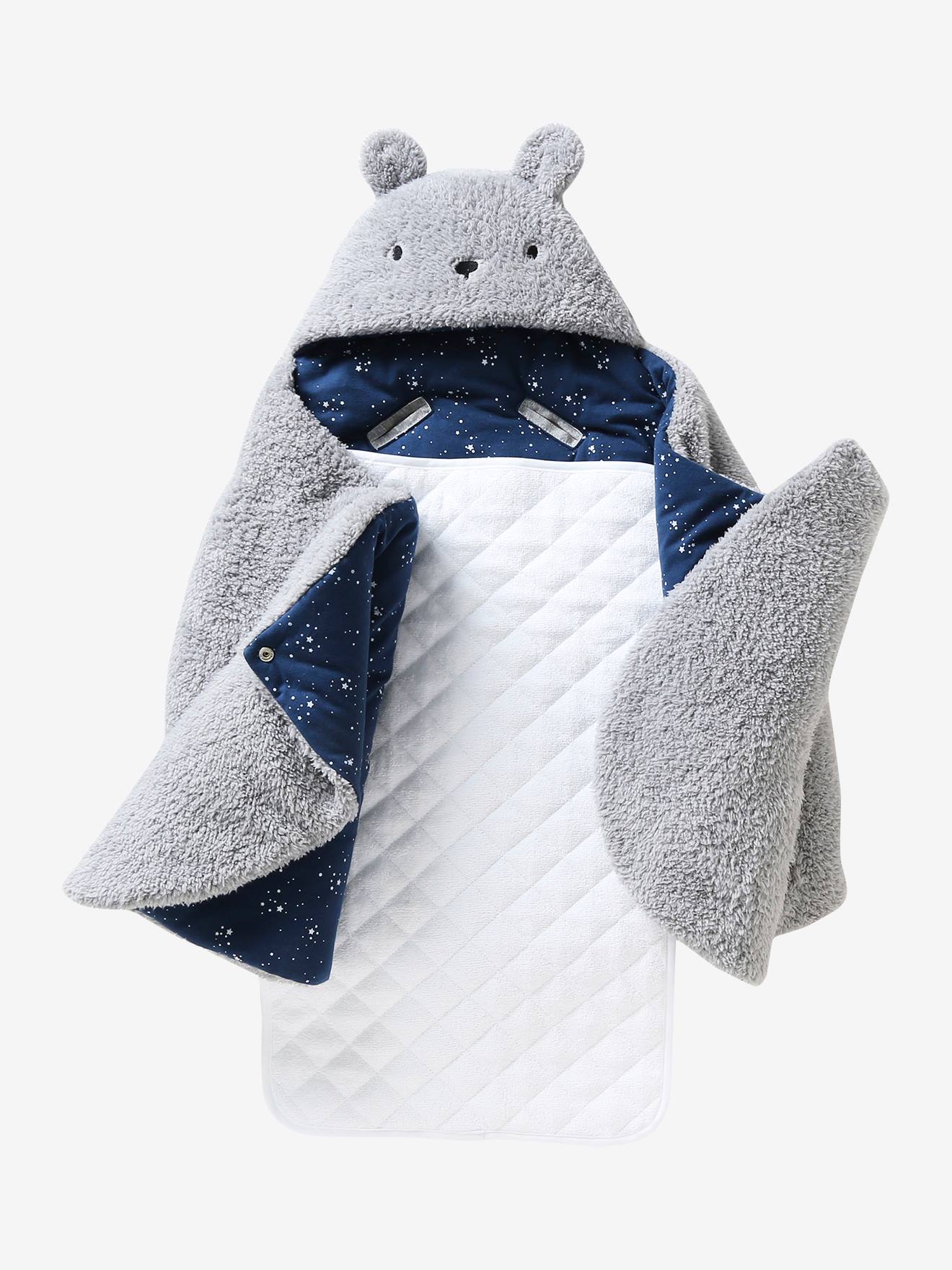 Nid d'ange transformable en peluche Ourson gris souris