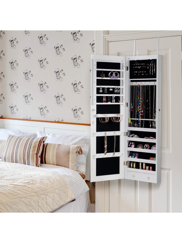 COSTWAY Schmuckschrank mit LED in Weiß günstig kaufen 120 cm