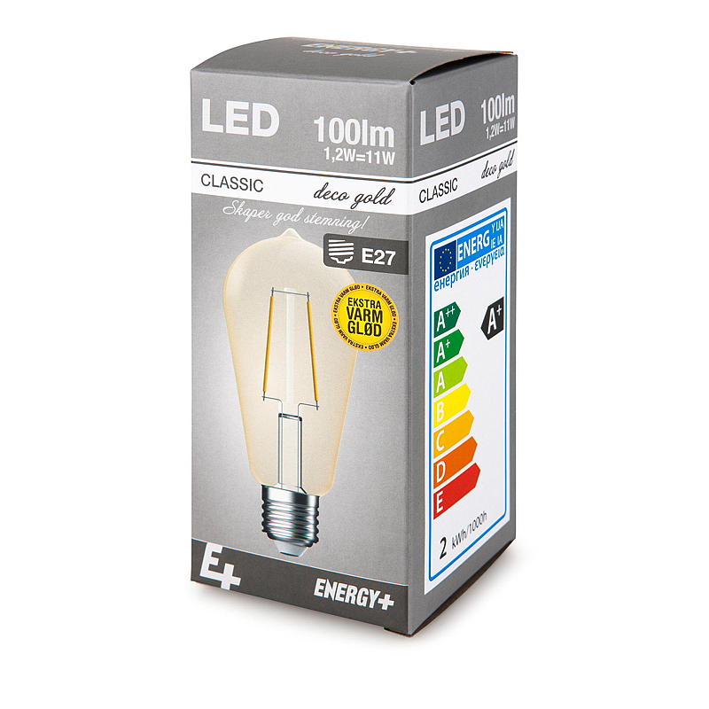 Energy Lyspære LED 100 lm Deko gold klar E27 ST64 E