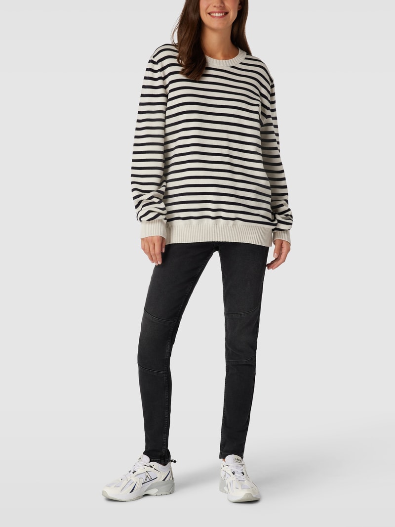 Skinny Fit Jeans mit Teilungsnähten Modell 'Biker Jeans cropped' in schwarz