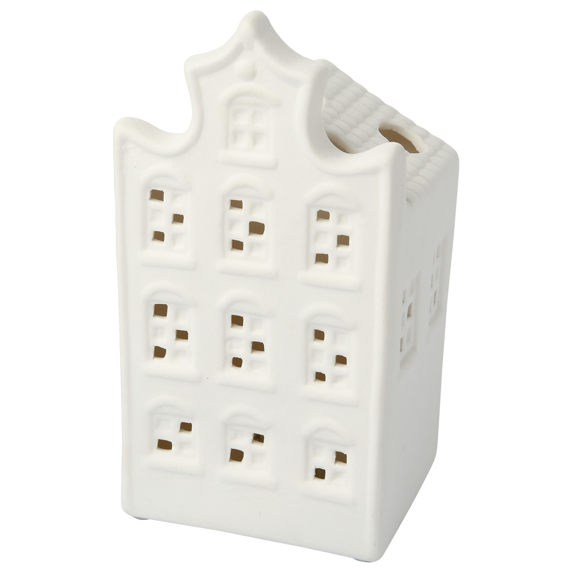 LED-Deko-Haus aus Porzellan weiss