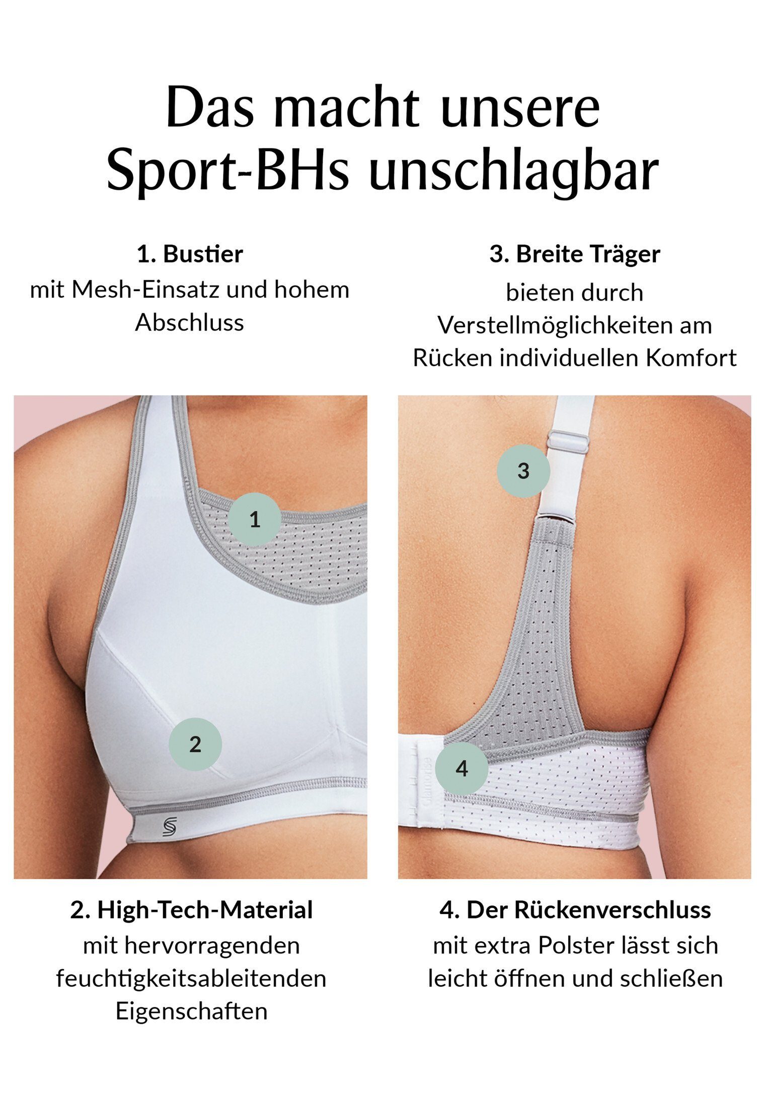 GLAMORISE Sport-BH Sport-Bustier mit bestem Halt