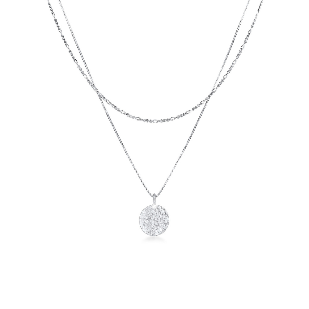 KUZZOI KUZZOI Collier Pendentif Figaro à plaque vénitienne en argent sterling 925 pour h collier