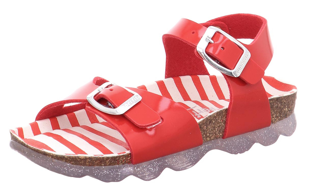 FUSSBETTPANTOFFEL - Rot Sandale mit Schnalle