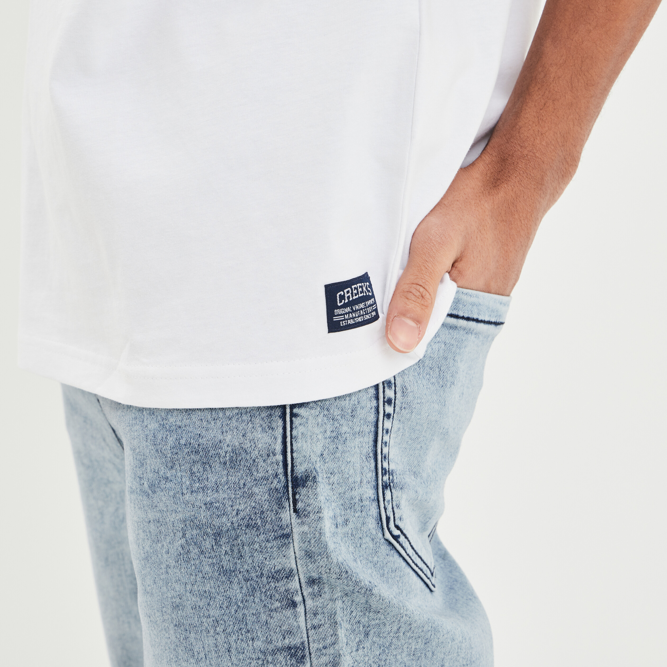T-shirt manches courtes Creeks blanc homme | La Halle