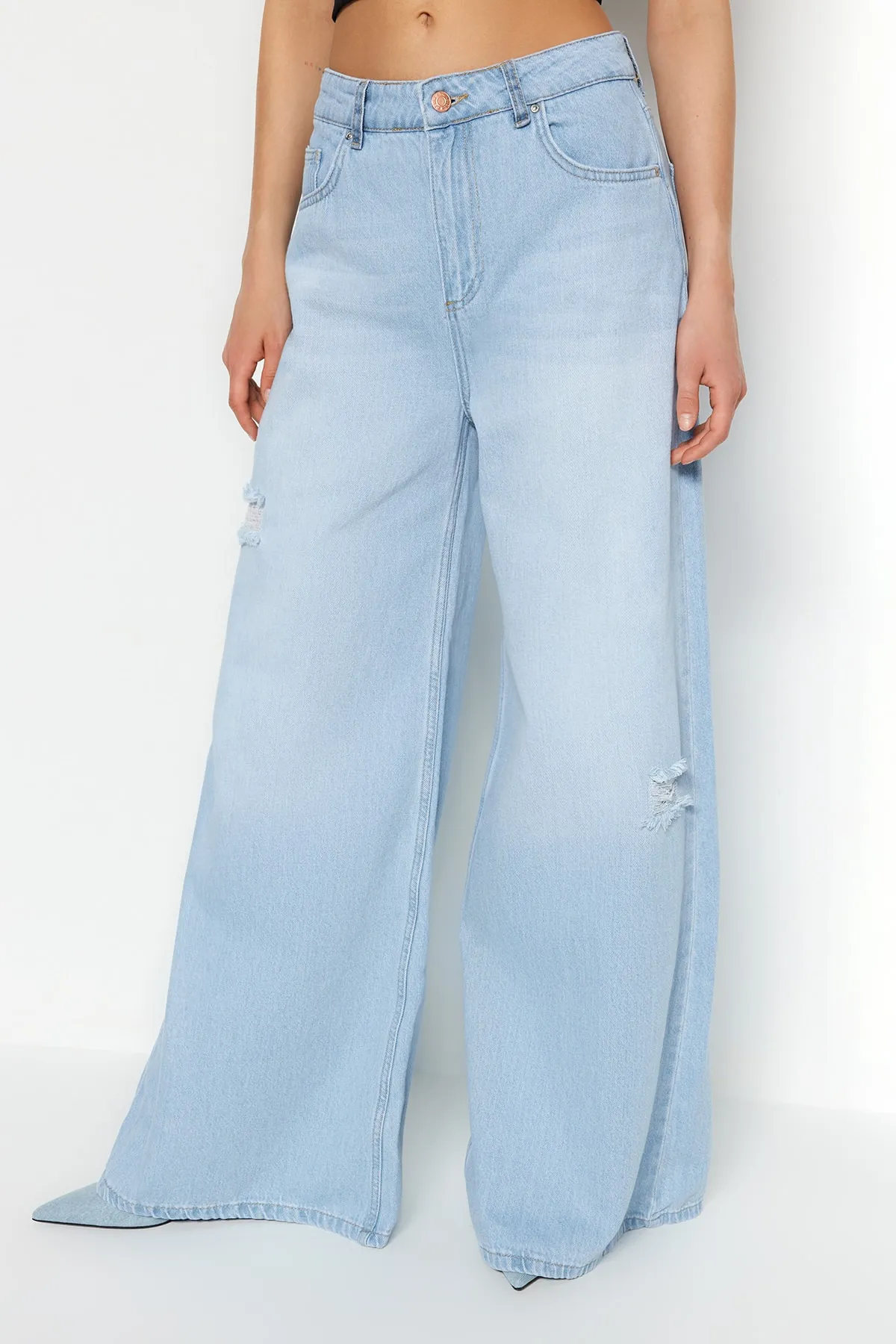 Trendyol Collection  Blau Extra Weit Normale Taille Hohe Taille Weites Bein TWOSS23JE00290