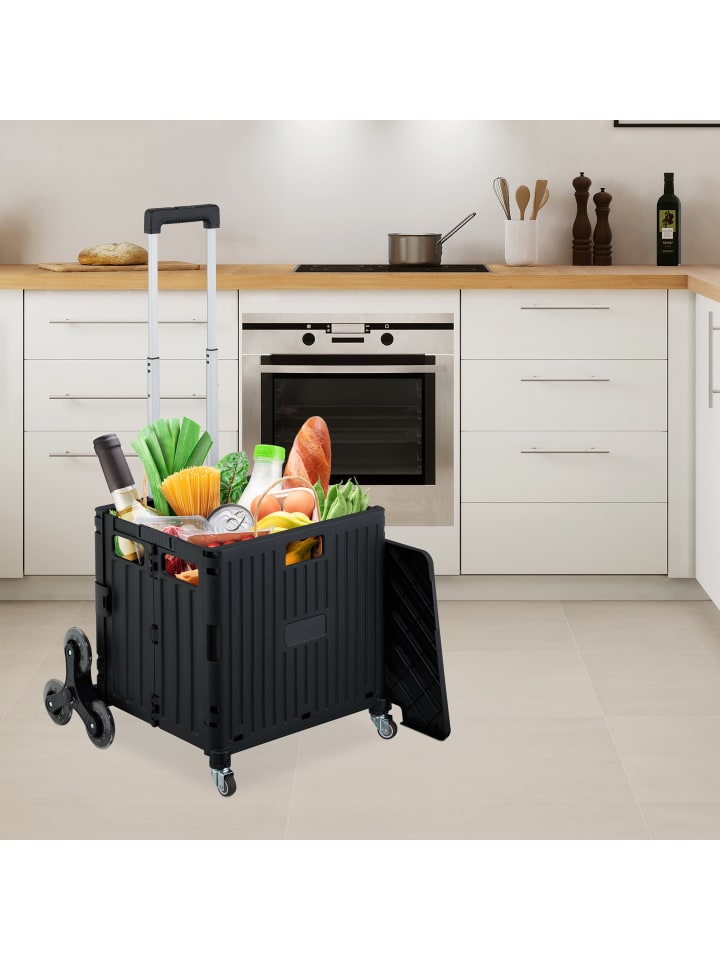 relaxdays Einkaufstrolley in Schwarz günstig kaufen onesize