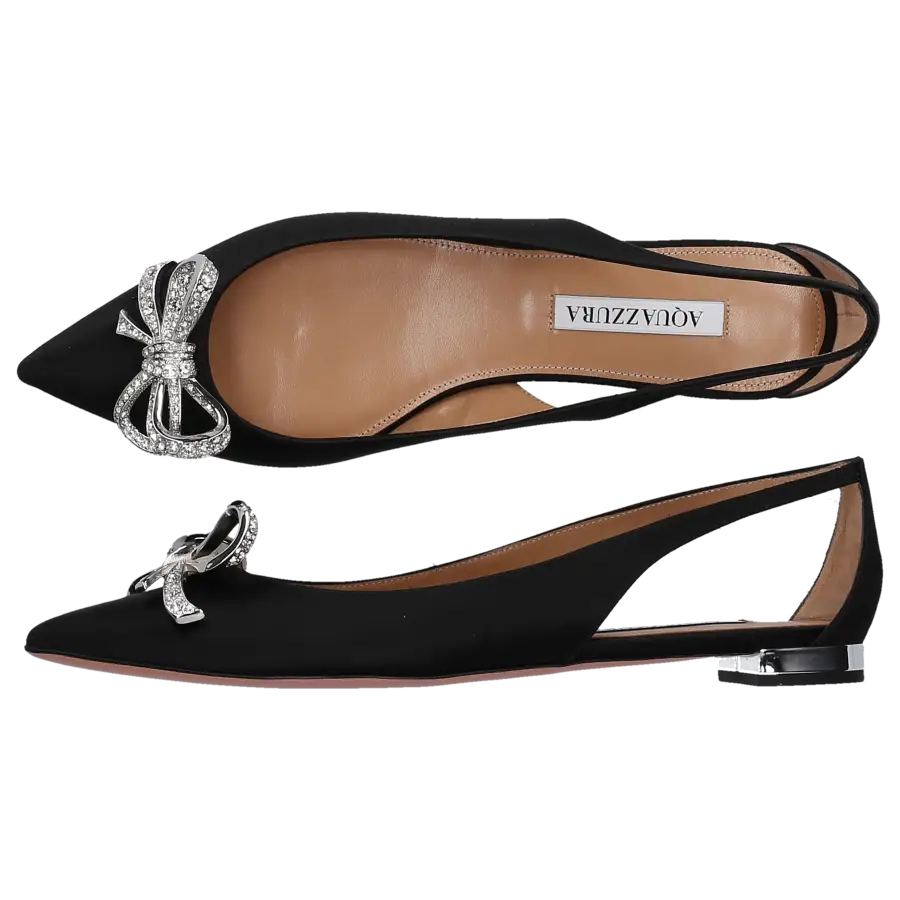 Aquazzura - Brautschuhe BABE FLAT Satin - schwarz