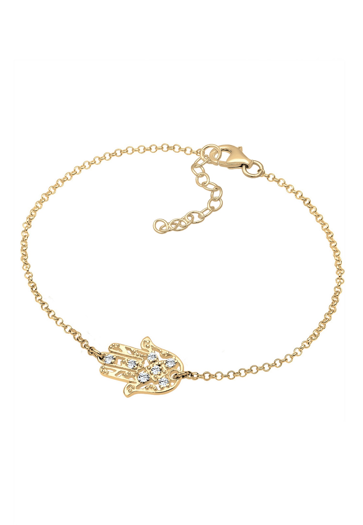 Elli Hamsa Hand Crystal Bracelet for Women - (925/1000) Silver