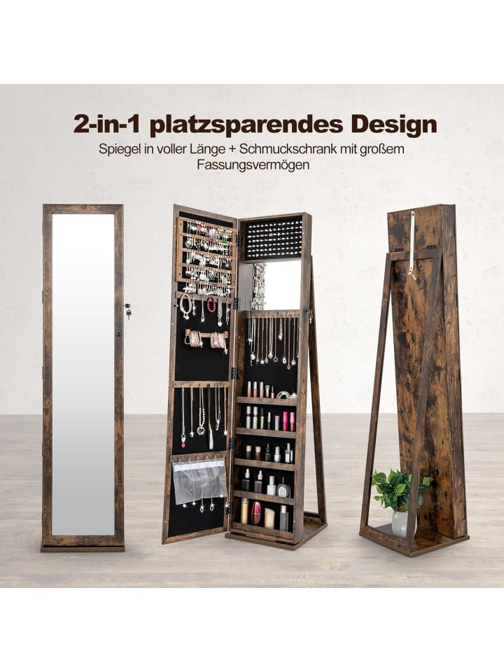 COSTWAY Schmuckschrank abschließbar 157cm in Braun günstig kaufen onesize