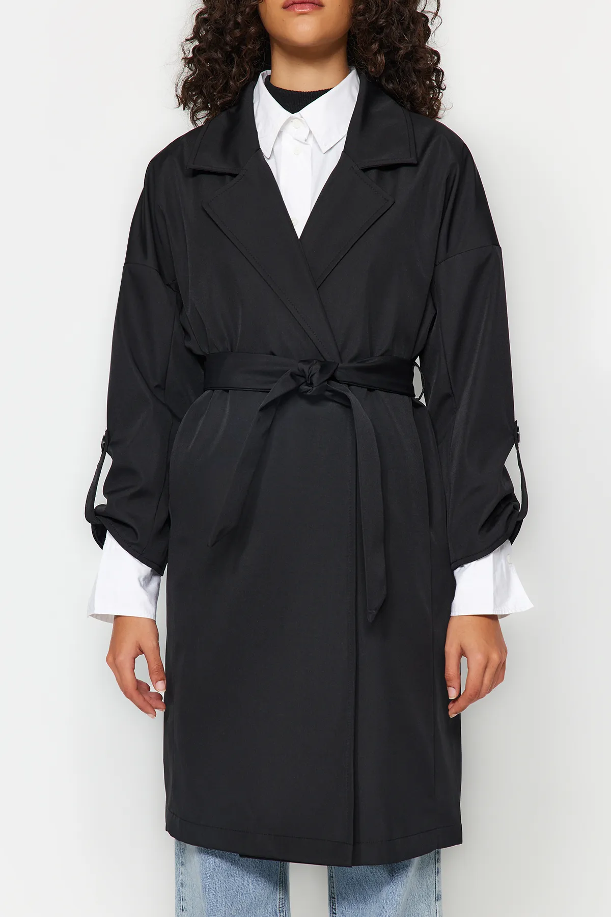 Trendyol Collection  Schwarzer wasserabweisender langer Trenchcoat TWOAW24TR00019