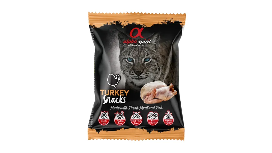 alpha spirit Cat Snacks Bag gewürfelt Truthahn 50g 50 g