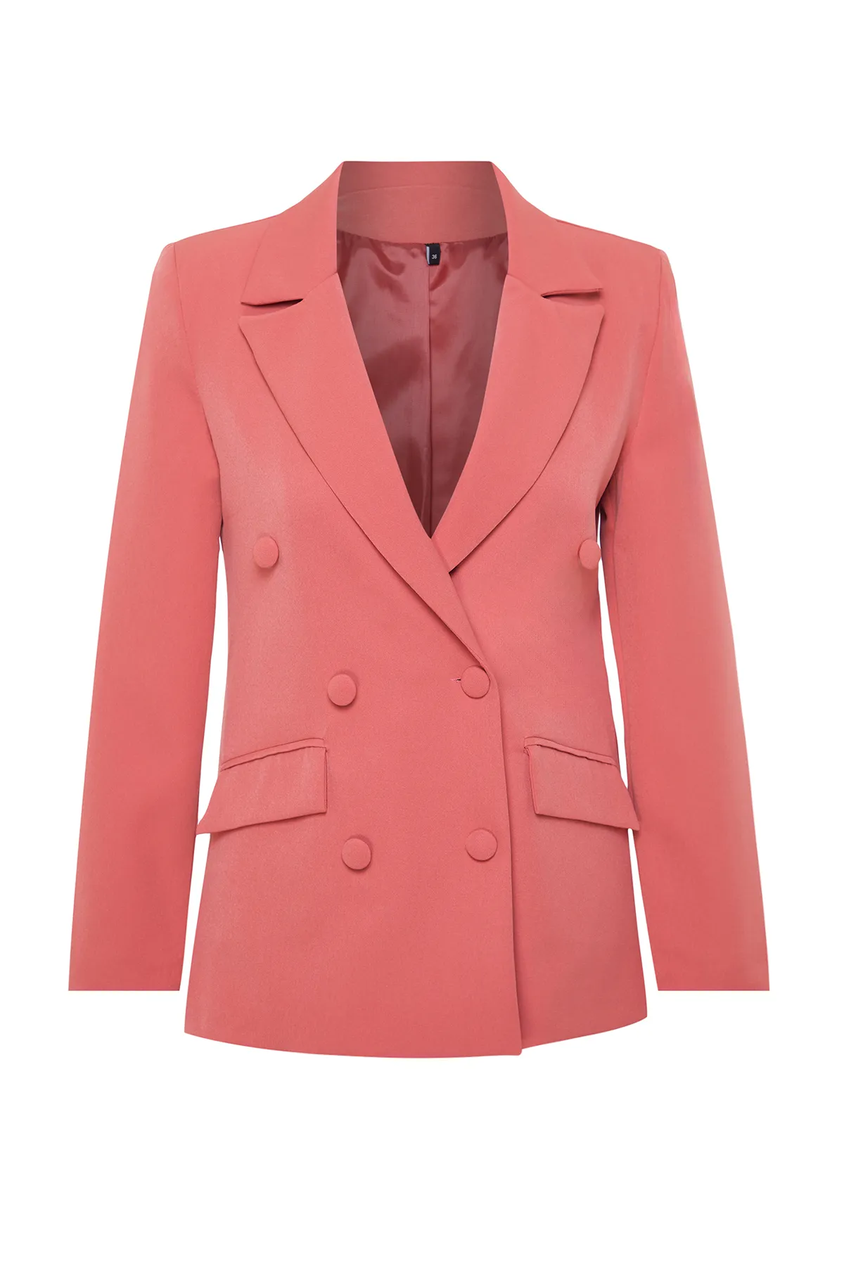 Trendyol Collection  Granatapfelblumen-Blazer mit regulärem Futter, zweireihigem Verschluss, gewebt, TWOSS21CE0137