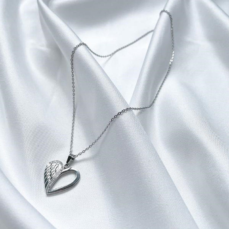 ENGELSINN Edelstahlkette Schmuck Edelstahl Silber Halskette Herz Engel inkl. Geschenkbox (1-tlg)
