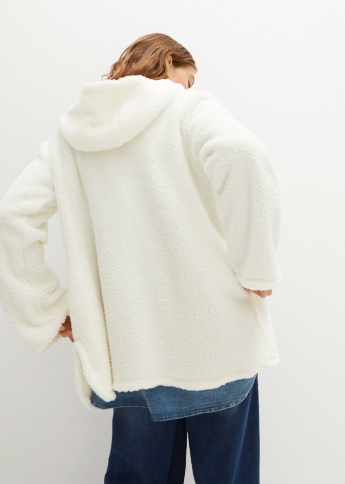 Teddy-Fleecejacke in A-Line mit Seitenschlitzen