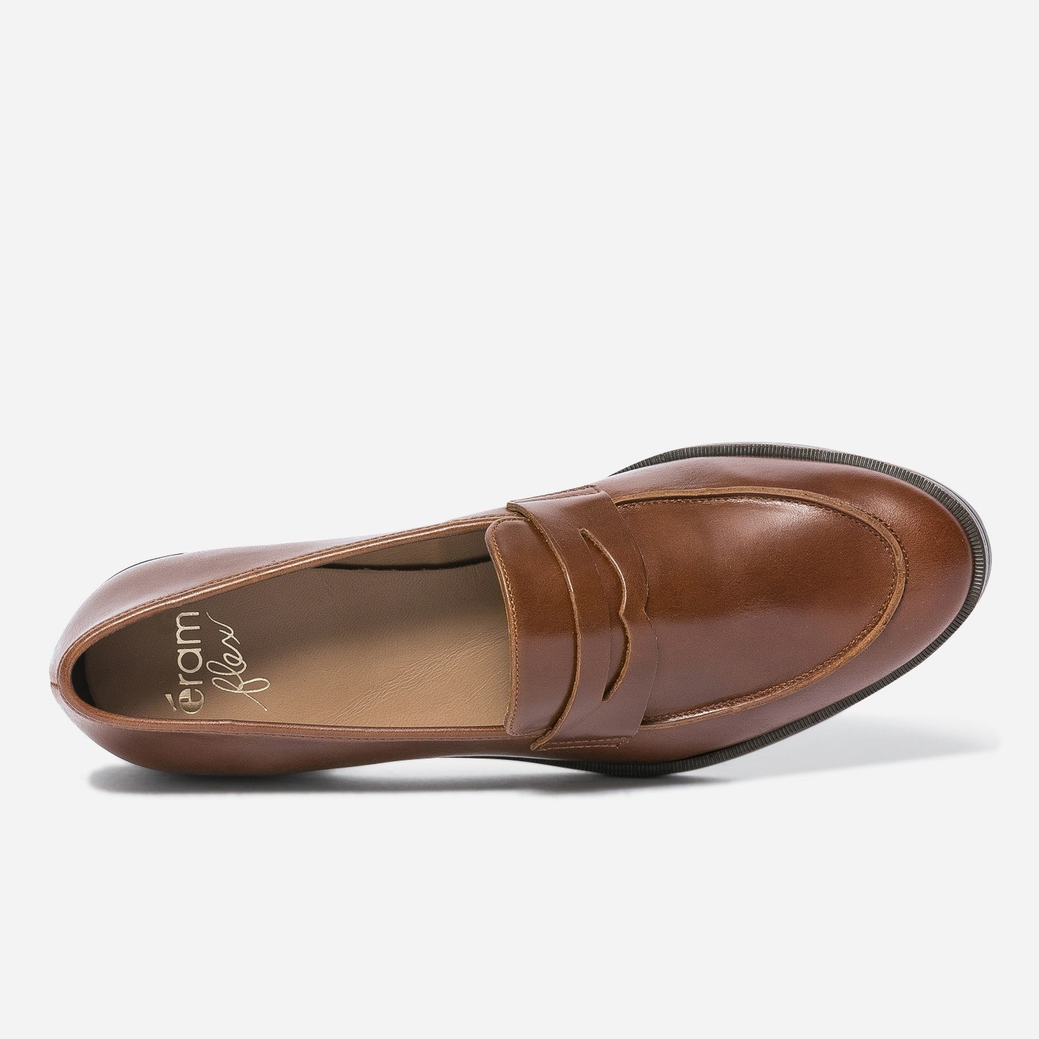 Mocassin ERAM FLEX cognac en cuir verni