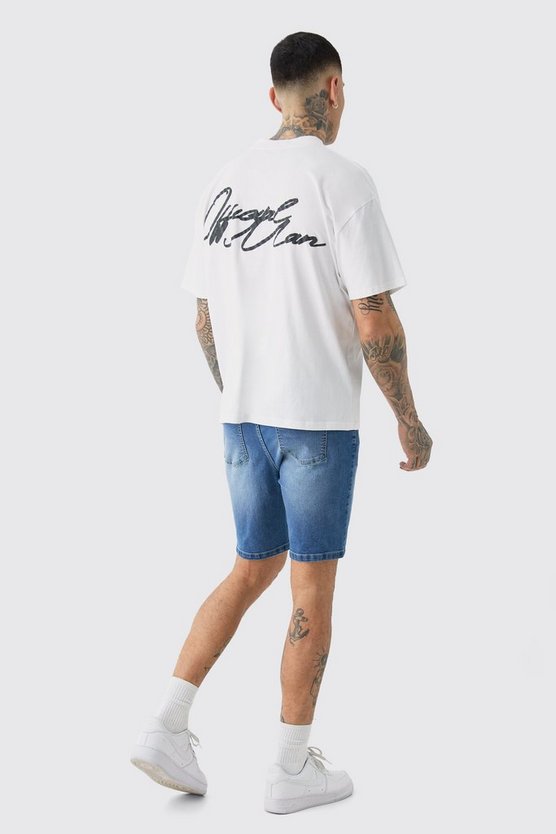 Tall zerrissene Skinny Shorts aus Stretch-Denim