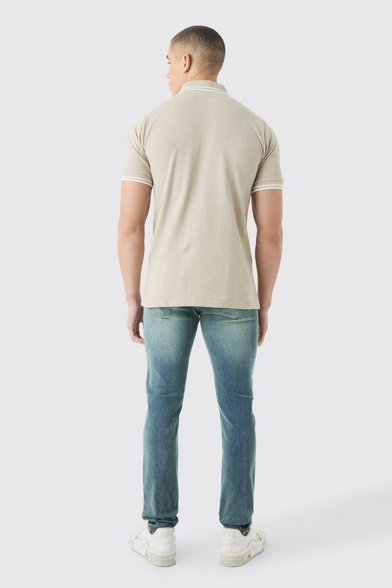 Skinny Stretch Jeans in Antikem Blau