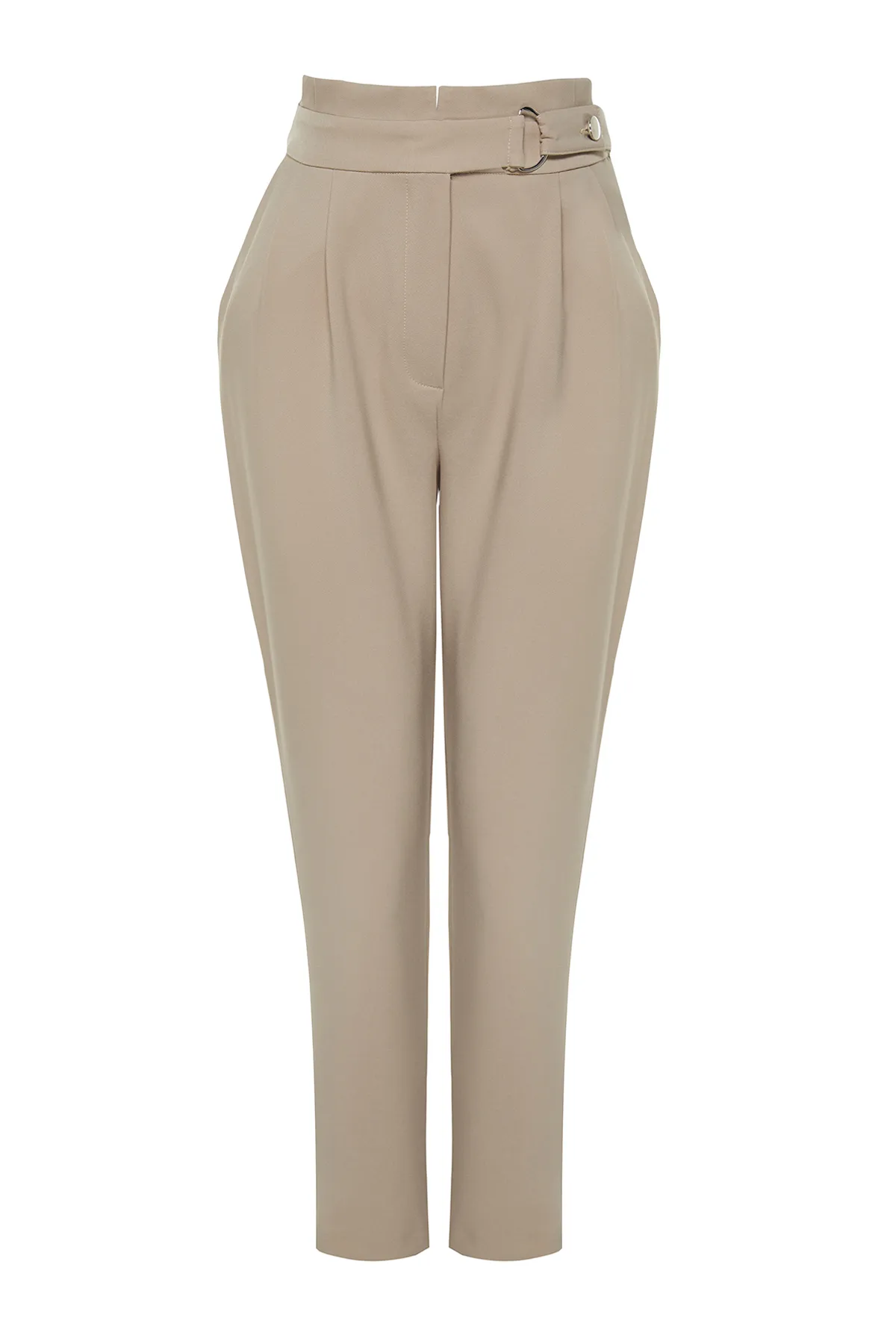 Trendyol Collection  Hellbraune karottefarbene, plissierte, gewebte Hose zum Aufstecken TWOSS20PL0131