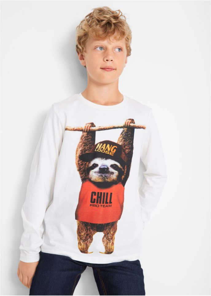 Jungen Langarmshirt mit Tiermotiv aus Bio-Baumwolle