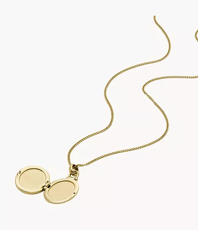 Fossil Kette Sadie Locket Collection Anhänger Edelstahl goldfarben