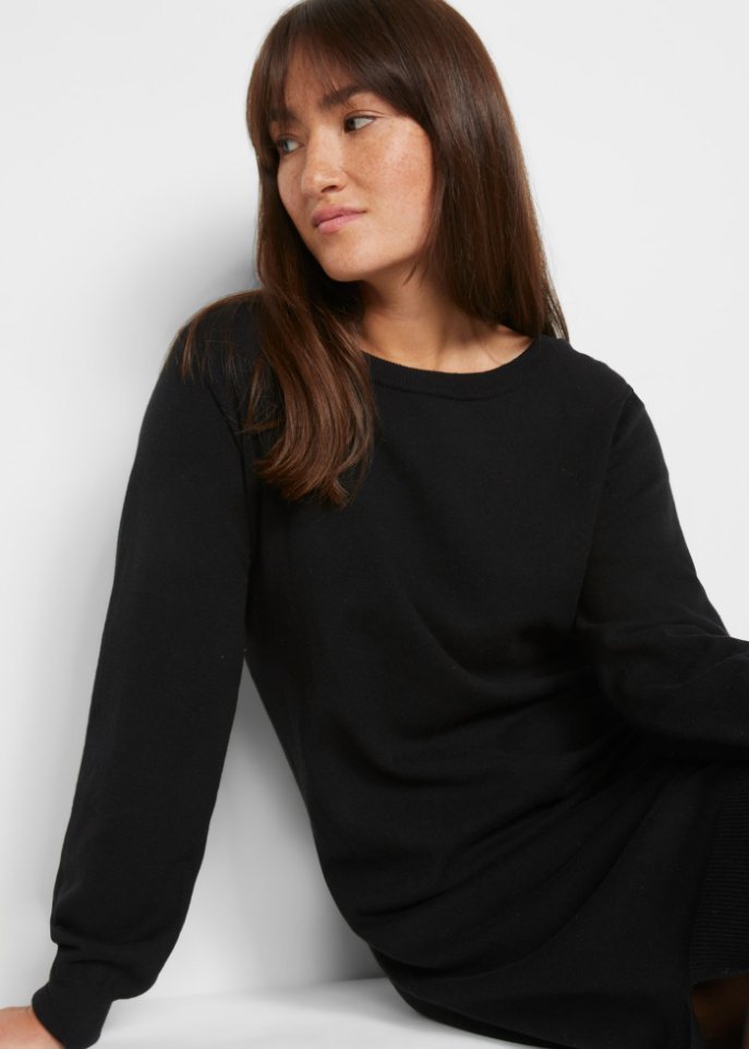 Strickkleid mit Schlitzdetail am Saum, knieumspielend