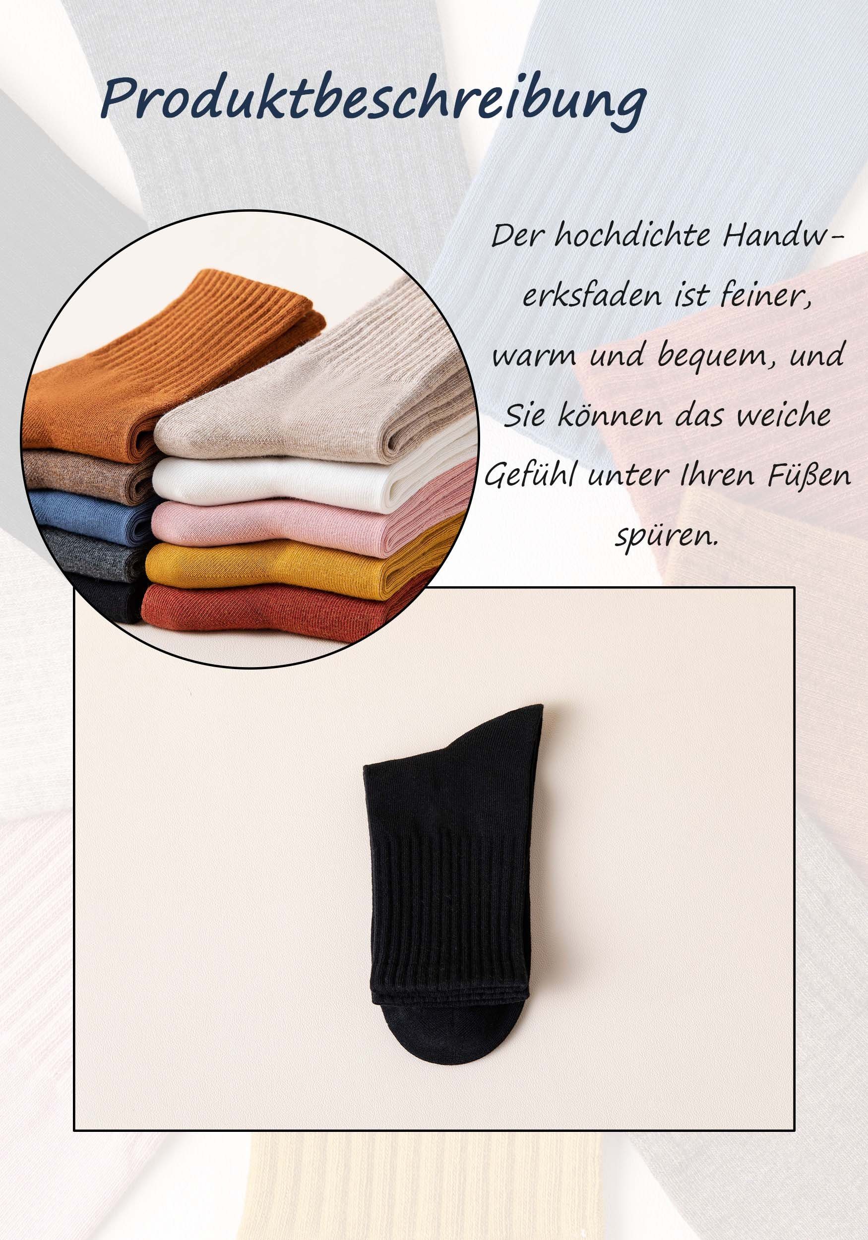 MAGICSHE Socken Damen 100% Baumwolle einfarbig hohes Basicsocken (4-Paar, 4-Paar)