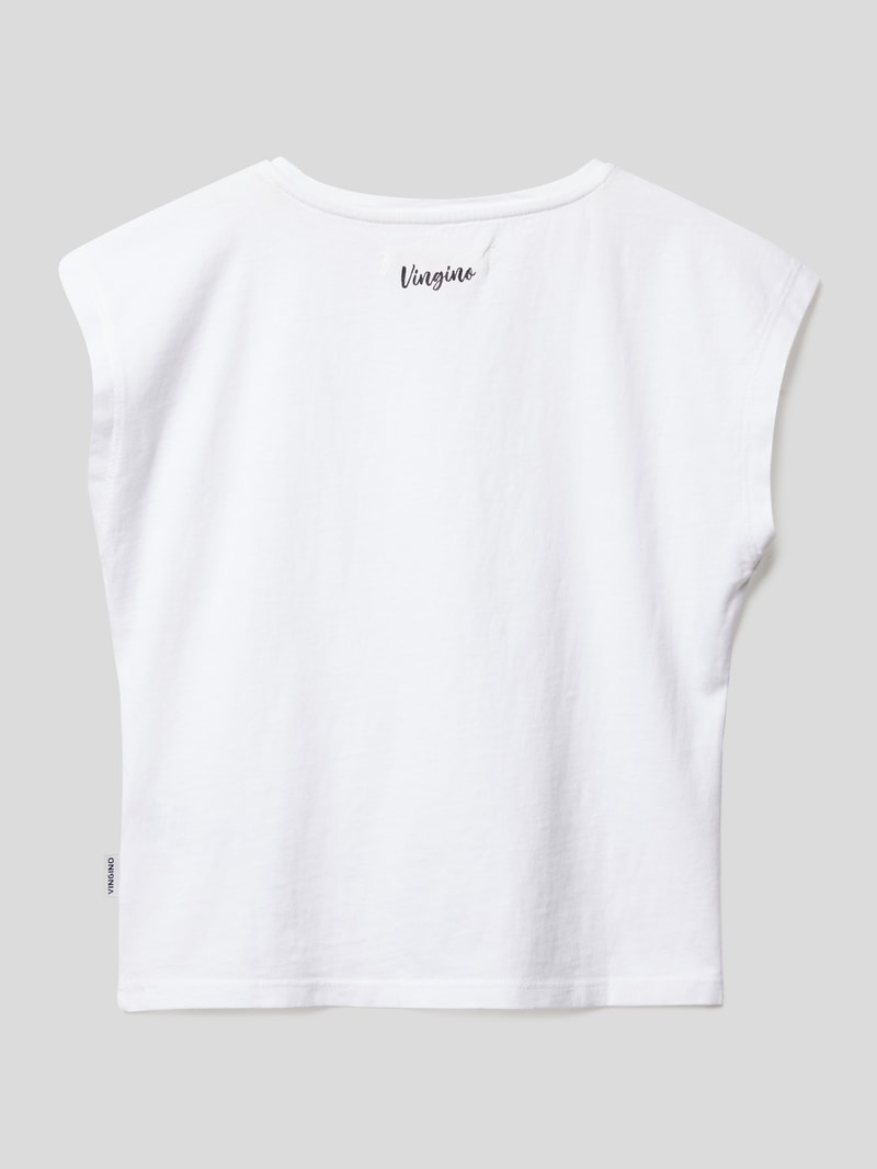 T-Shirt mit Brusttasche in weiß
