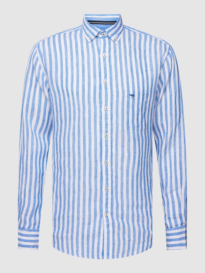 Freizeithemd mit Streifenmuster in royalblau