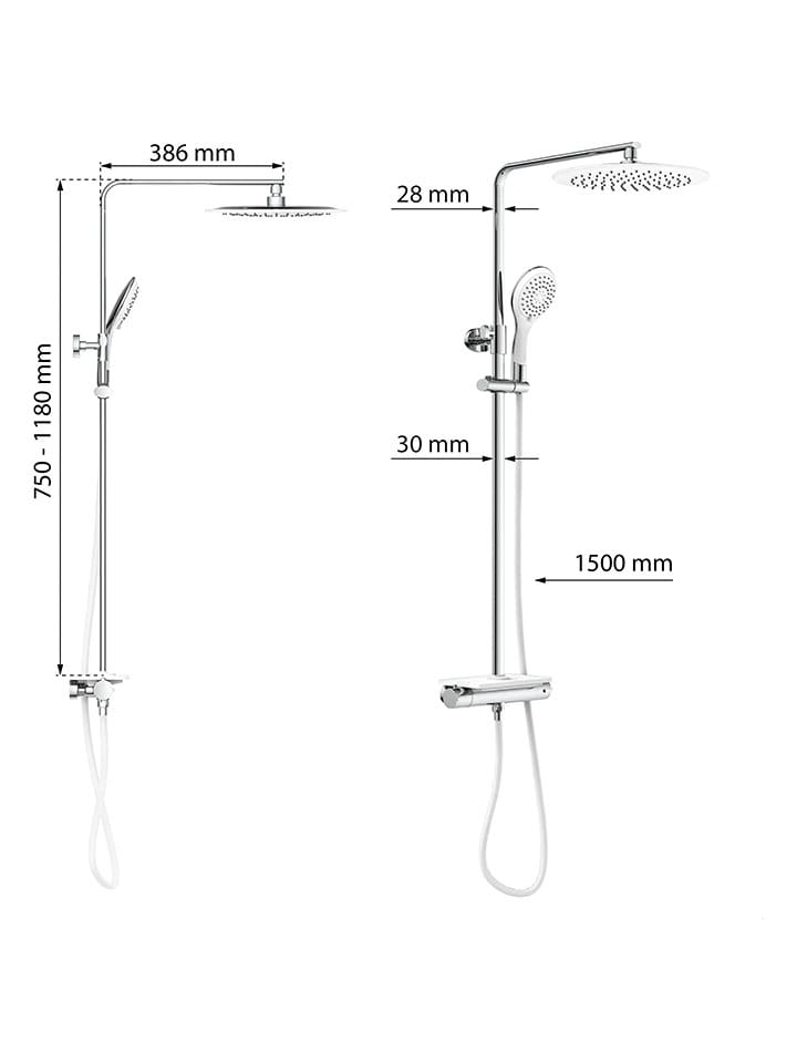 Schütte Überkopfbrauseset mit Thermostat-Armatur ''Grande Vita'' in Silber/ Weiß günstig kaufen onesize