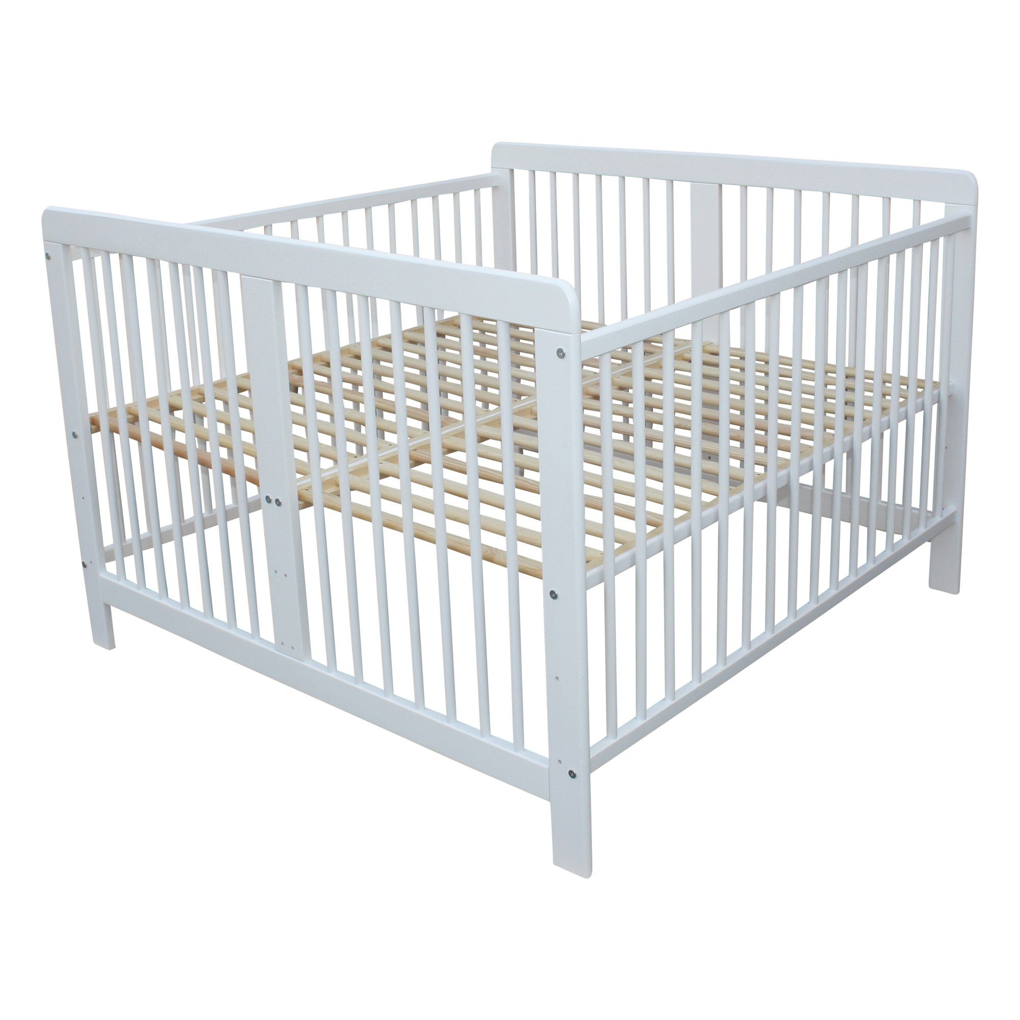 Micoland Kinderbett Zwillingsbett Zwillingskinderbett mit 2 Matratzen 120x120cm + Nestchen