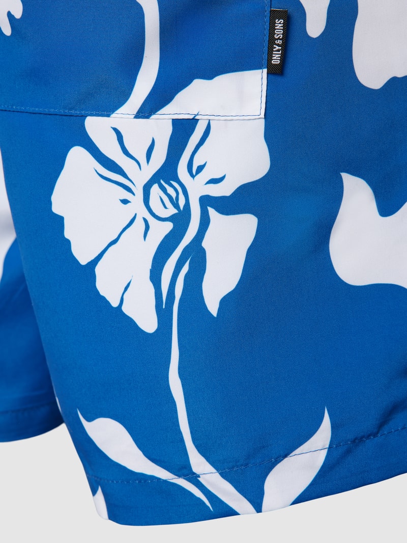 Badehose mit Allover-Muster Modell 'TED' in blau