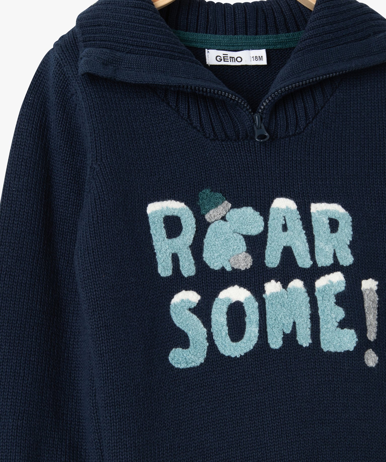 Pull bébé Garçon à col camionneur et motif bouclette marine | GEMO