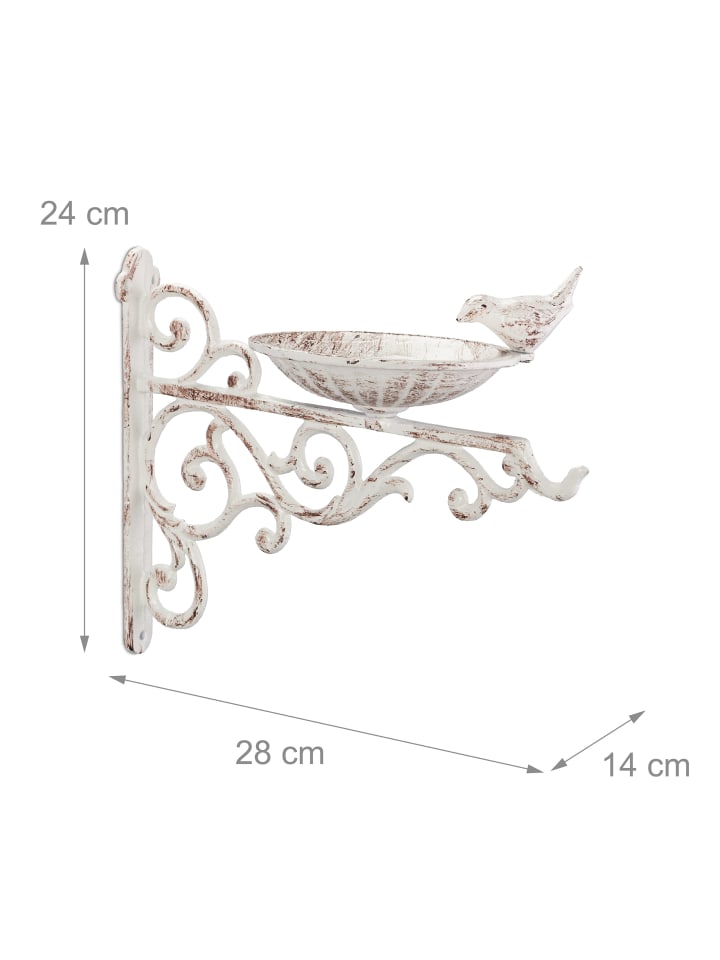 relaxdays Vogeltränke in Weiß - (B)28x (H)24 x (T)14 cm günstig kaufen onesize