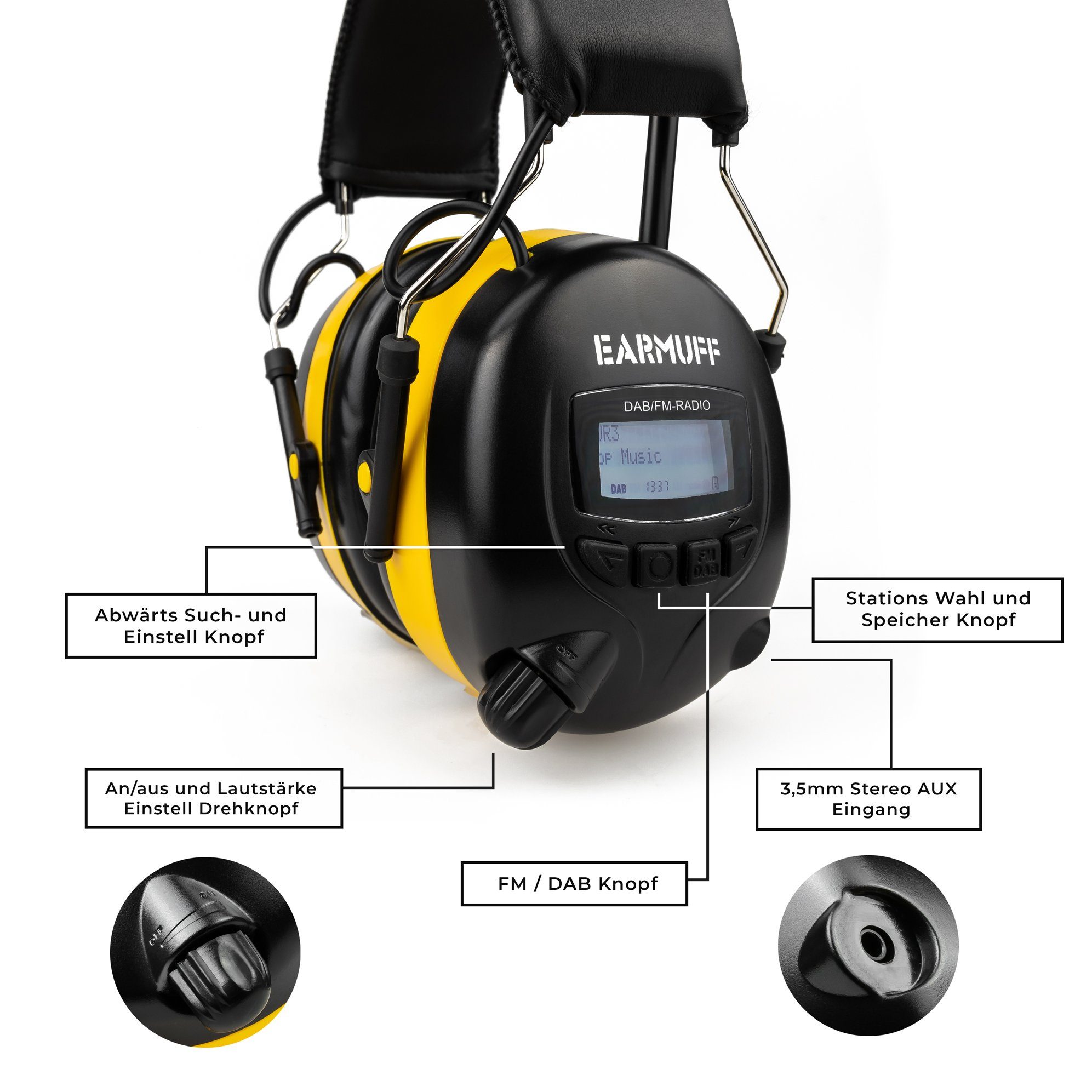 EARMUFF Kapselgehörschutz EARMUFF 31dB DAB+/FM/AUX, (1 St)