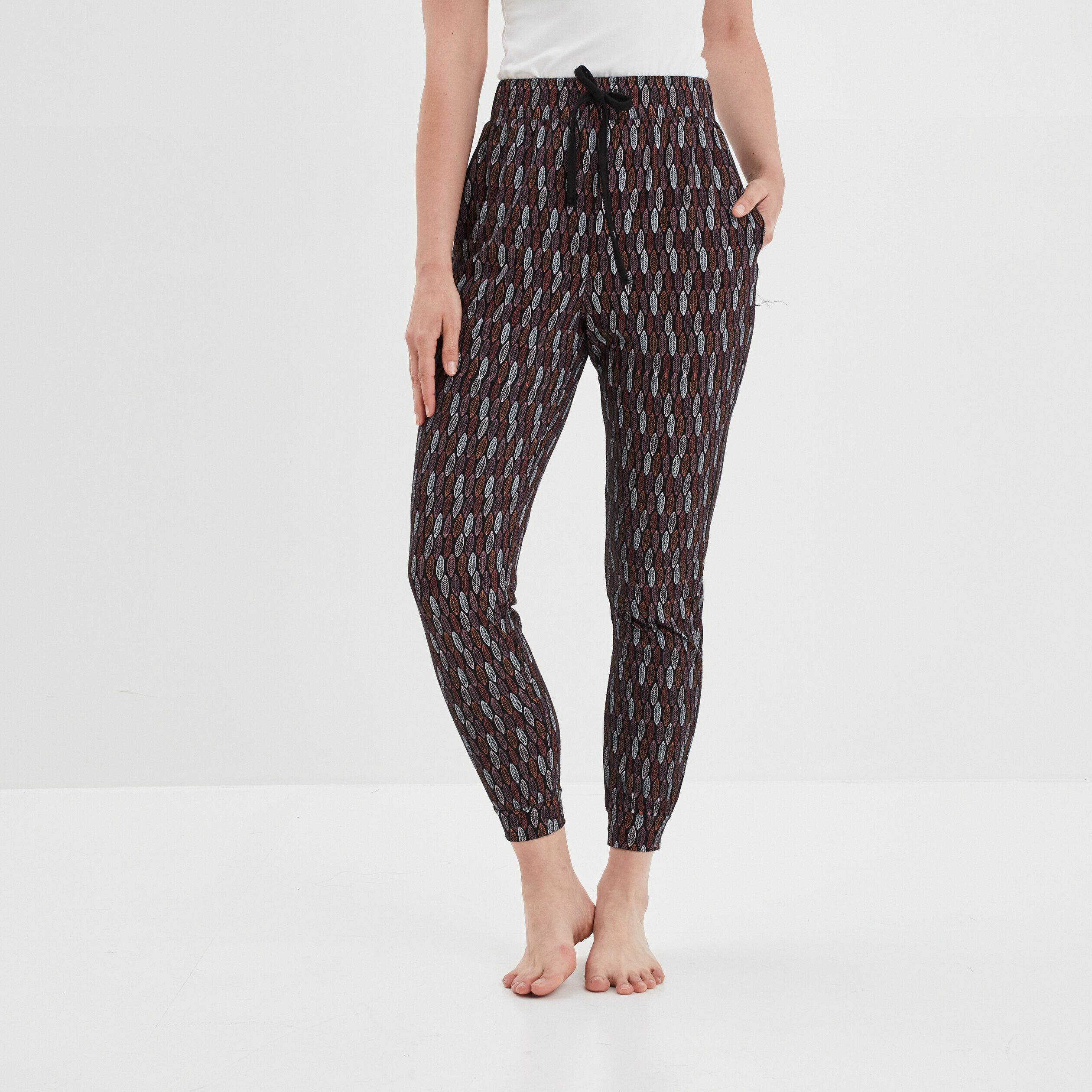 Pantalon de pyjama imprimé noir femme | La Halle